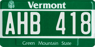 VT license plate AHB418