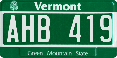 VT license plate AHB419