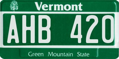 VT license plate AHB420