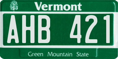 VT license plate AHB421