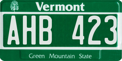 VT license plate AHB423