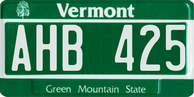 VT license plate AHB425