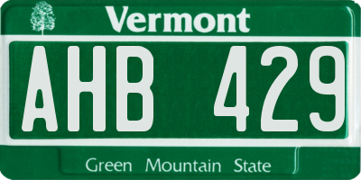 VT license plate AHB429