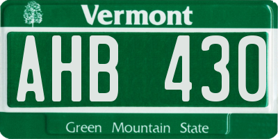 VT license plate AHB430