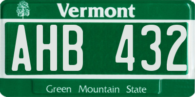 VT license plate AHB432