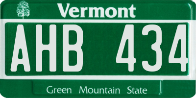 VT license plate AHB434