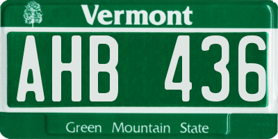 VT license plate AHB436