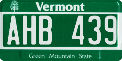 VT license plate AHB439