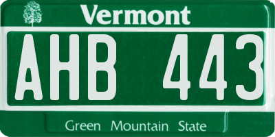 VT license plate AHB443
