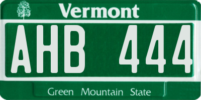 VT license plate AHB444