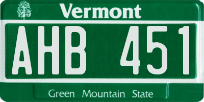 VT license plate AHB451