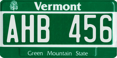 VT license plate AHB456