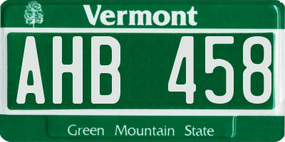 VT license plate AHB458