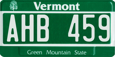 VT license plate AHB459