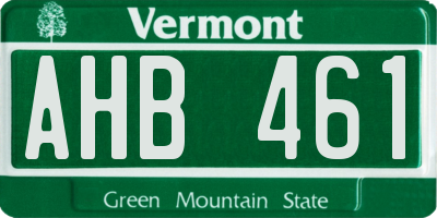 VT license plate AHB461