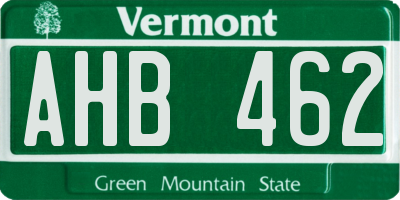 VT license plate AHB462