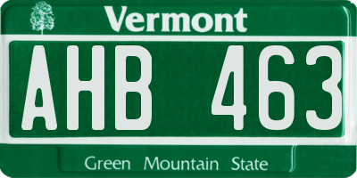 VT license plate AHB463