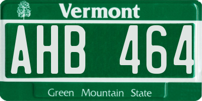 VT license plate AHB464