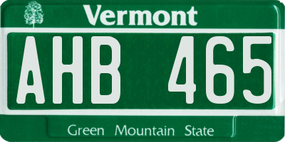 VT license plate AHB465