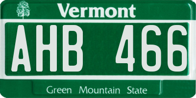 VT license plate AHB466