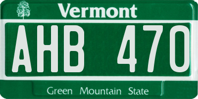 VT license plate AHB470