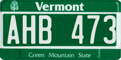 VT license plate AHB473