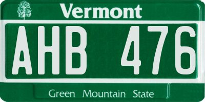 VT license plate AHB476