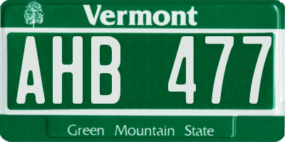VT license plate AHB477