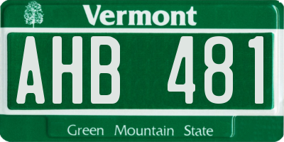 VT license plate AHB481