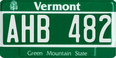 VT license plate AHB482