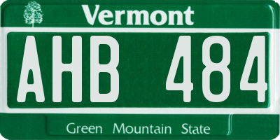VT license plate AHB484