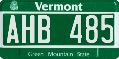 VT license plate AHB485
