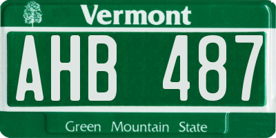 VT license plate AHB487