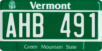 VT license plate AHB491