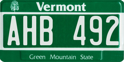 VT license plate AHB492