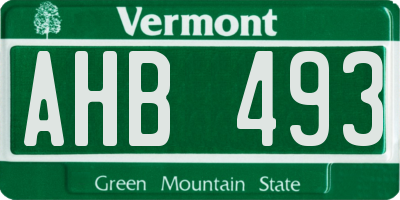 VT license plate AHB493