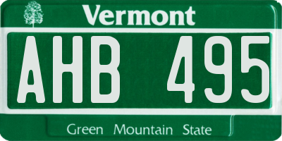 VT license plate AHB495