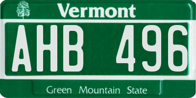 VT license plate AHB496