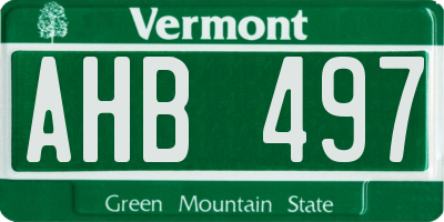 VT license plate AHB497