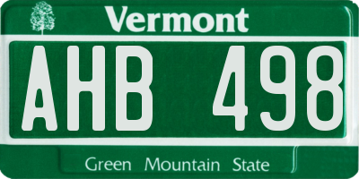 VT license plate AHB498