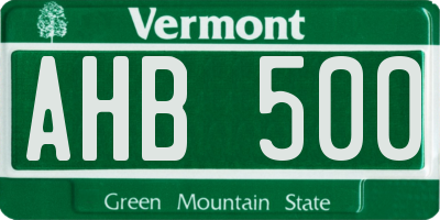 VT license plate AHB500