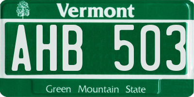 VT license plate AHB503