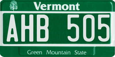 VT license plate AHB505