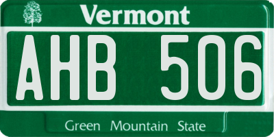 VT license plate AHB506