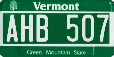 VT license plate AHB507