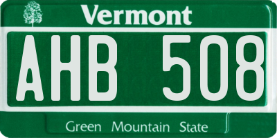 VT license plate AHB508