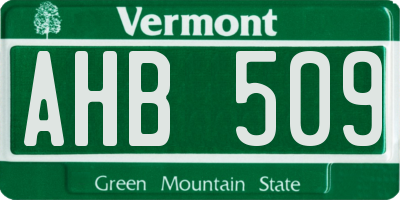 VT license plate AHB509