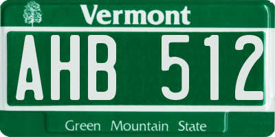 VT license plate AHB512