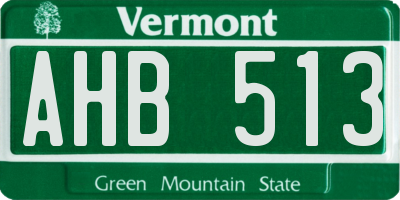 VT license plate AHB513