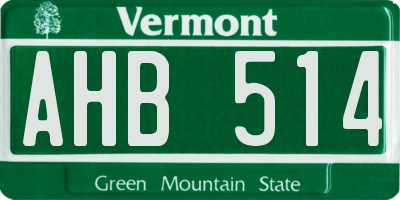 VT license plate AHB514